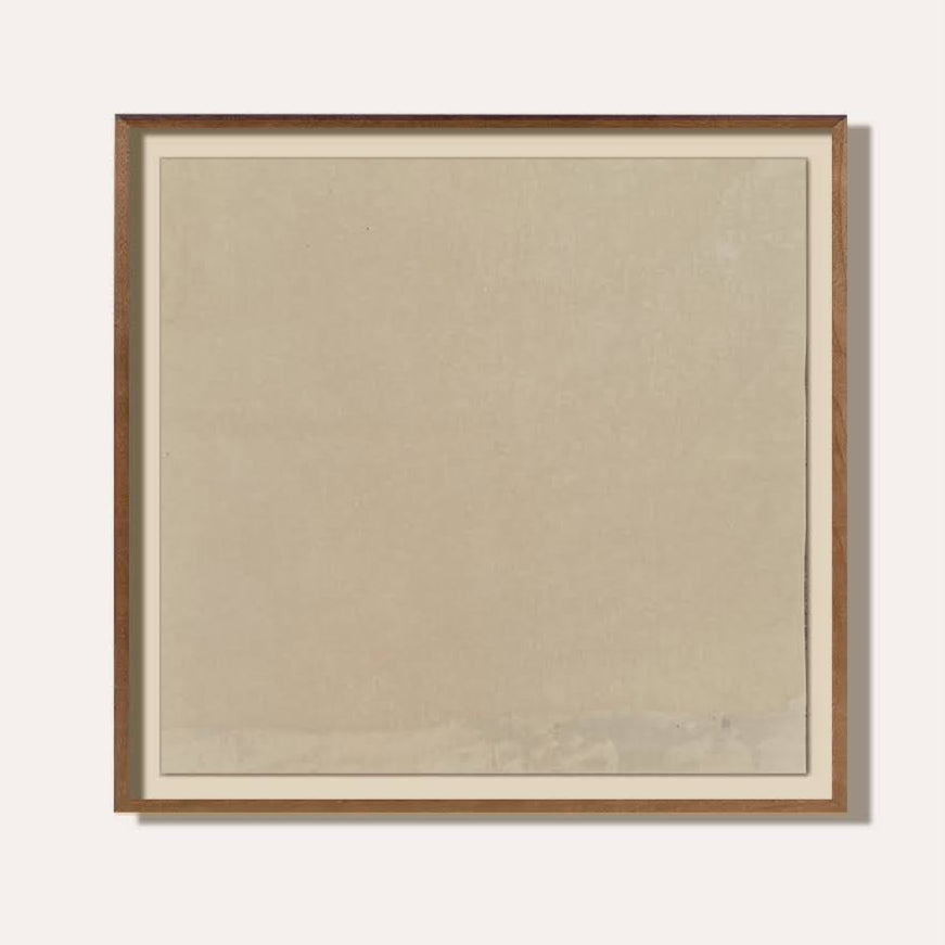 Framed artwork with a brown frame on a white background