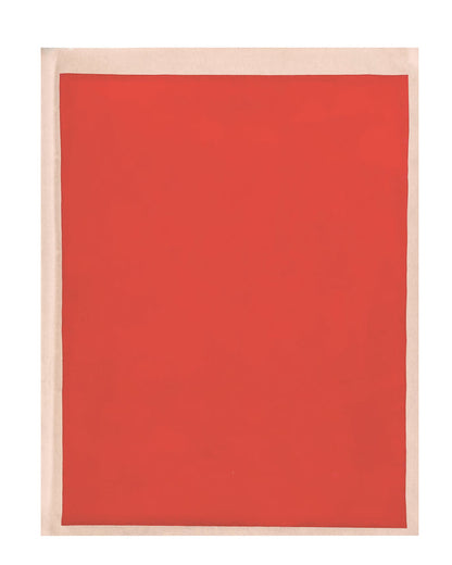 Red bulletin board with a beige frame on a white background