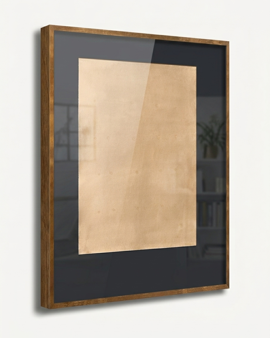 Framed artwork by makelberge with a gold leaf center on a white background
